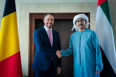 Sheikh Abdullah bin Zayed, the UAE's Deputy Prime Minister and Minister of Foreign Affairs, receives Maxime Prevot, Belgium's Deputy Prime Minister and Minister of Foreign Affairs. Wam