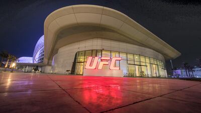 A UFC sign lights up outside the W Hotel on Yas Island. Courtesy DCT-Abu Dhabi