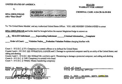 A warrant was issued for Sina Gholinejad in 2024, and he was arrested almost one year later in North Carolina.