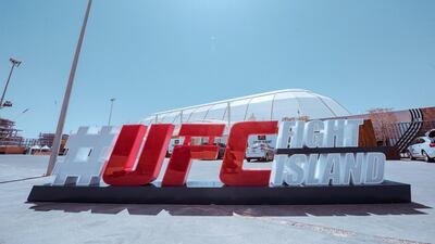 A UFC Fight Island sign at Yas Island in Abu Dhabi. Courtesy DCT-Abu Dhabi