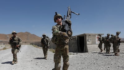 US troops patrol at an Afghan National Army (ANA) base in Logar province, Afghanistan in 2018. Reuters