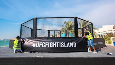 An octagon on the beach for UFC Fight Island. Courtesy DCT-Abu Dhabi