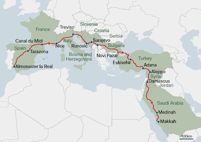 The journey from Spain to Makkah taken by the group. The National